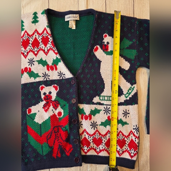 Cabin Creek Vintage Size Medium Petite Winter Holiday Cardigan Made In USA 90's - Picture 9 of 10